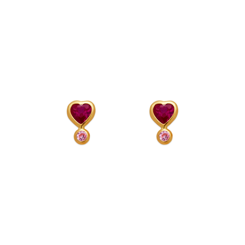 343-178RD Red Heart Bezel CZ Stud Earrings