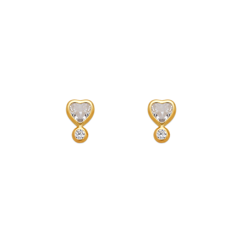 343-178WH White Heart Bezel CZ Stud Earrings
