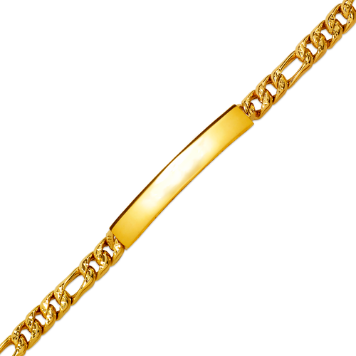 126-221F-060 Hollow Figaro Yellow Pave ID Bracelet