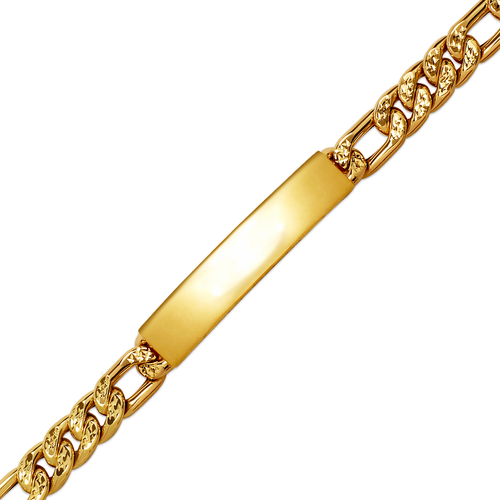 126-221F-080 Hollow Figaro Yellow Pave ID Bracelet