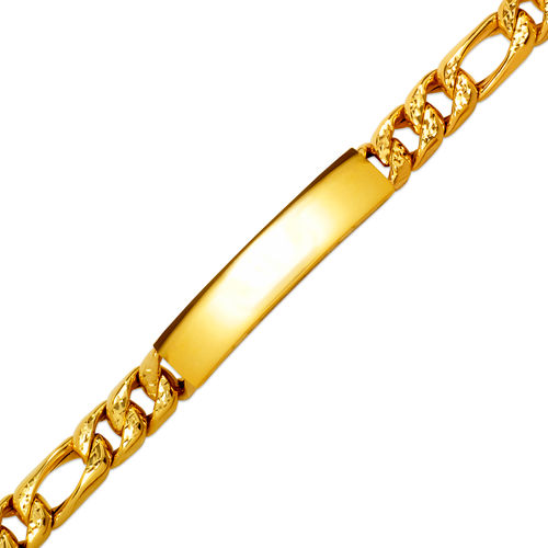 126-221F-090 Hollow Figaro Yellow Pave ID Bracelet