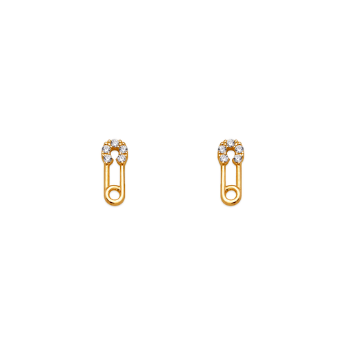 343-252 Safety Pin CZ Stud Earrings 343-252 Safety Pin CZ Stud Earrings