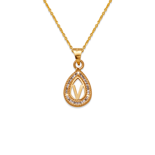 367-656-V Teardrop Initial "V" Pendant