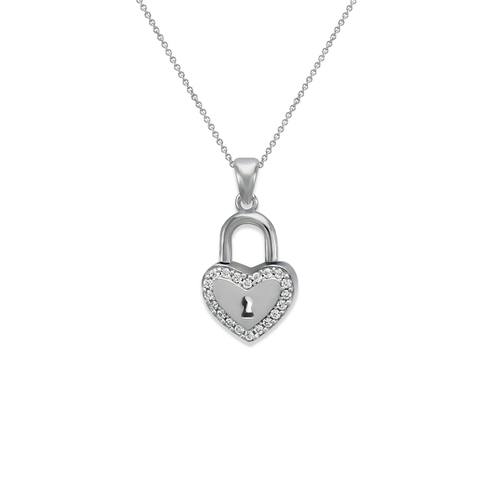 661-031W Heart Locket CZ Pendant