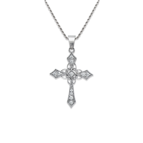 663-004W Cross CZ Pendant