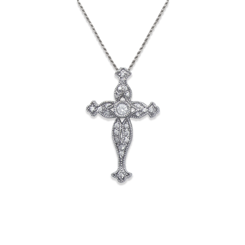663-006W Cross CZ Pendant