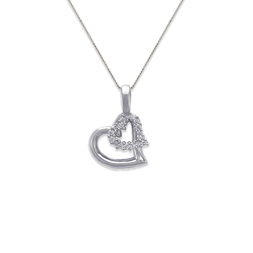 663-015W Two Hearts CZ Pendant