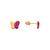 343-508PK Pink Butterfly Enamel CZ Stud Earrings
