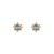 343-163LB Light Blue Flower Halo CZ Stud Earrings
