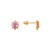 343-163PK Pink Flower Halo CZ Stud Earrings