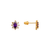 343-163PL Purple Flower Halo CZ Stud Earrings