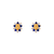 343-306BL Blue Guadalupe Flower CZ Stud Earrings
