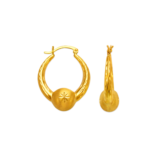 Yellow Gold Ribbed Half-Hoop Earrings - 18k Pierced - Wilson Brothers  Jewelry