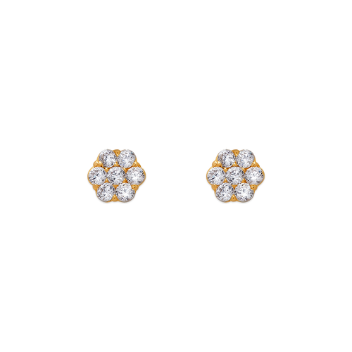 343-209WH White Flower CZ Stud Earrings - Line Gold, Inc.