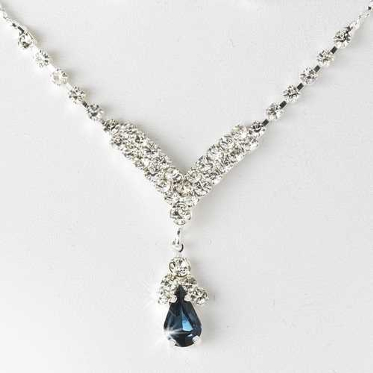 Royal Blue Rhinestone Necklace Set- Order Wholesale