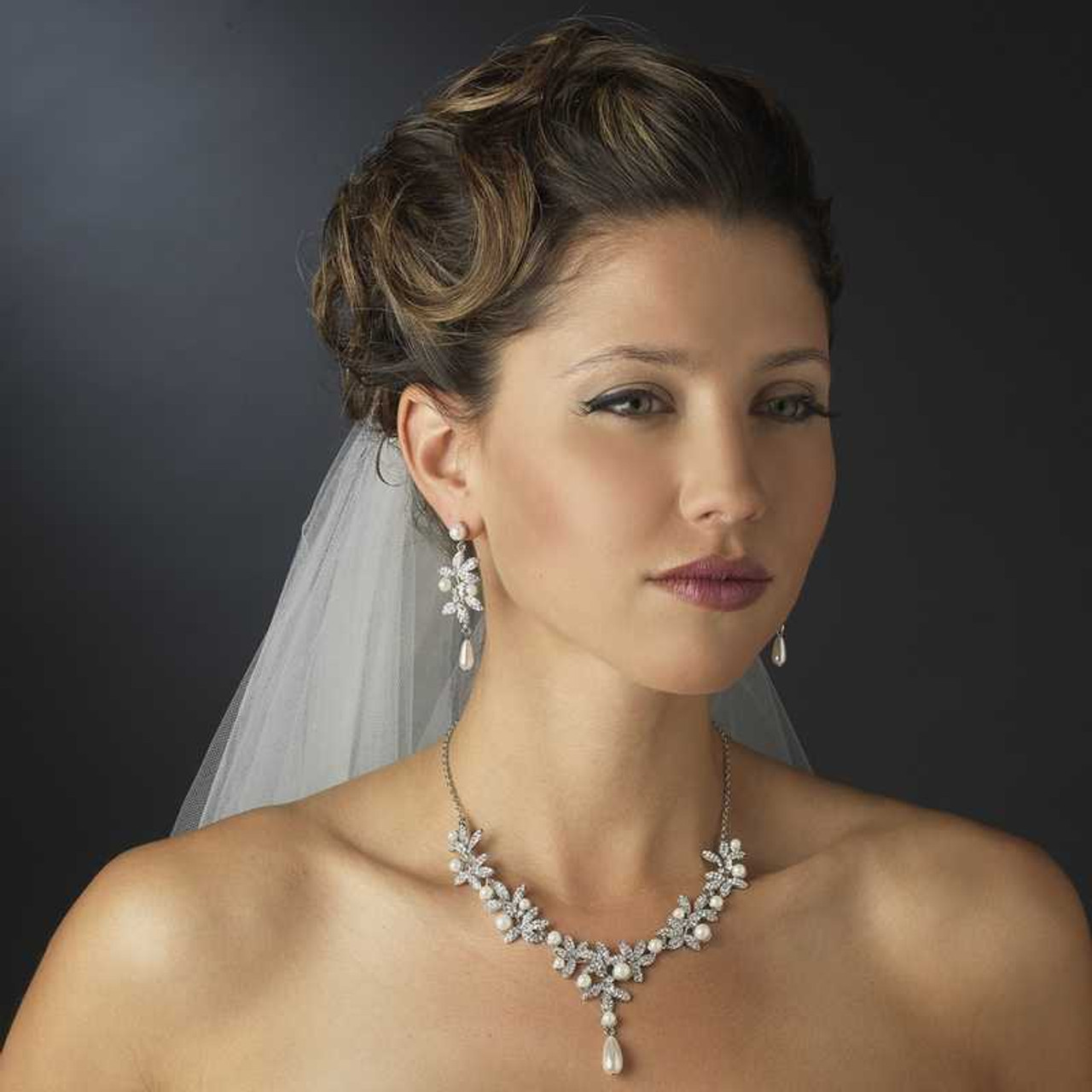 Freshwater Pearl and CZ Gold Plated Wedding Jewelry Set