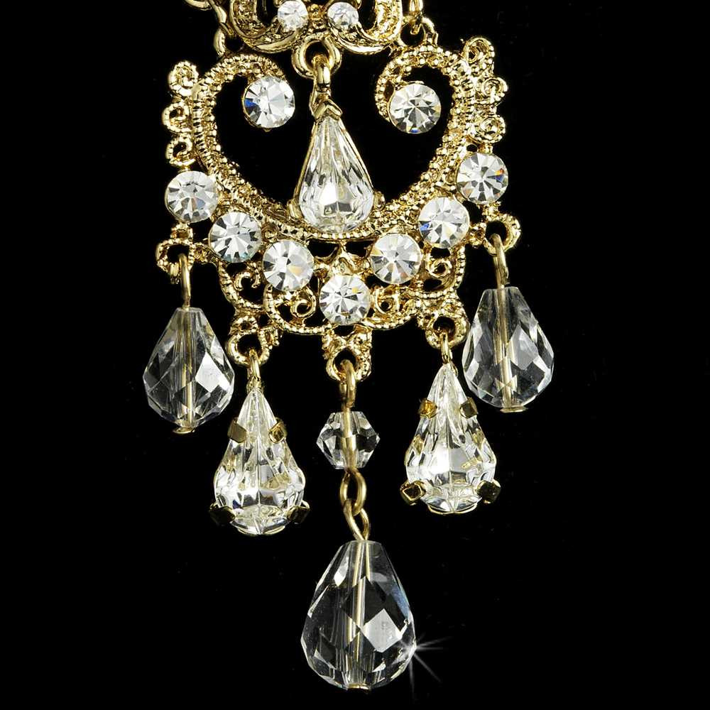 Crystal and Rhinestone Gold Chandelier Earrings