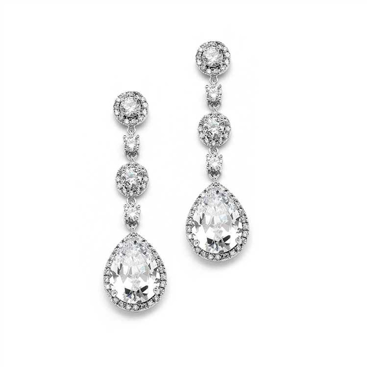 CZ 400E Wedding and Prom Earrings Pierced or Clip