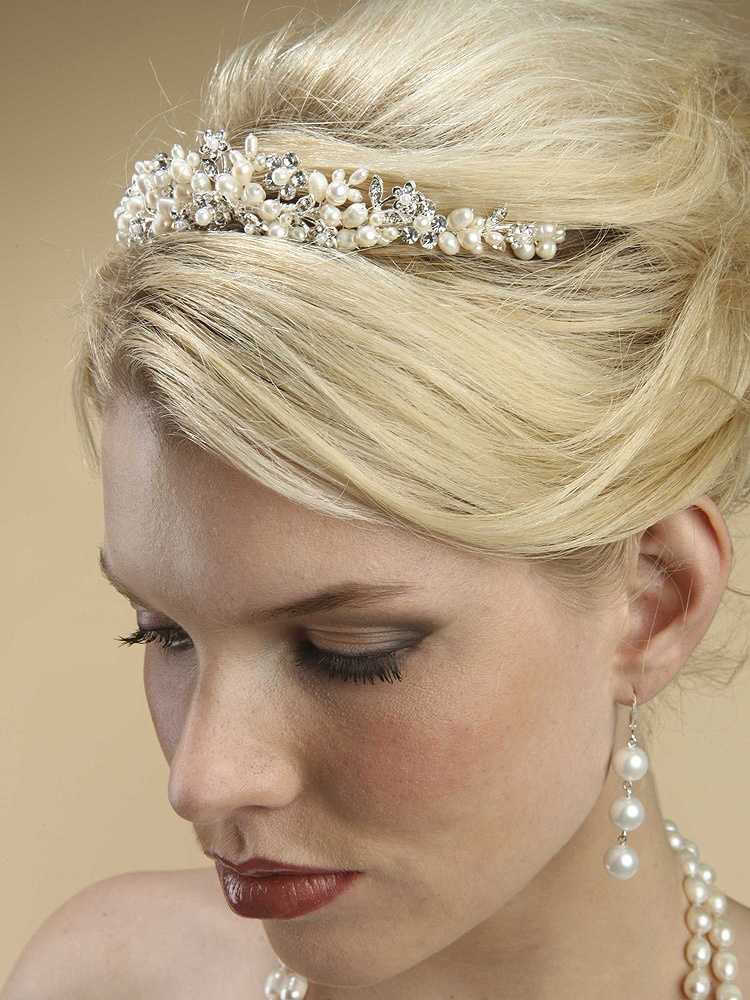 Tiara Freshwater Pearl and Crystal Wedding Tiara 3318T