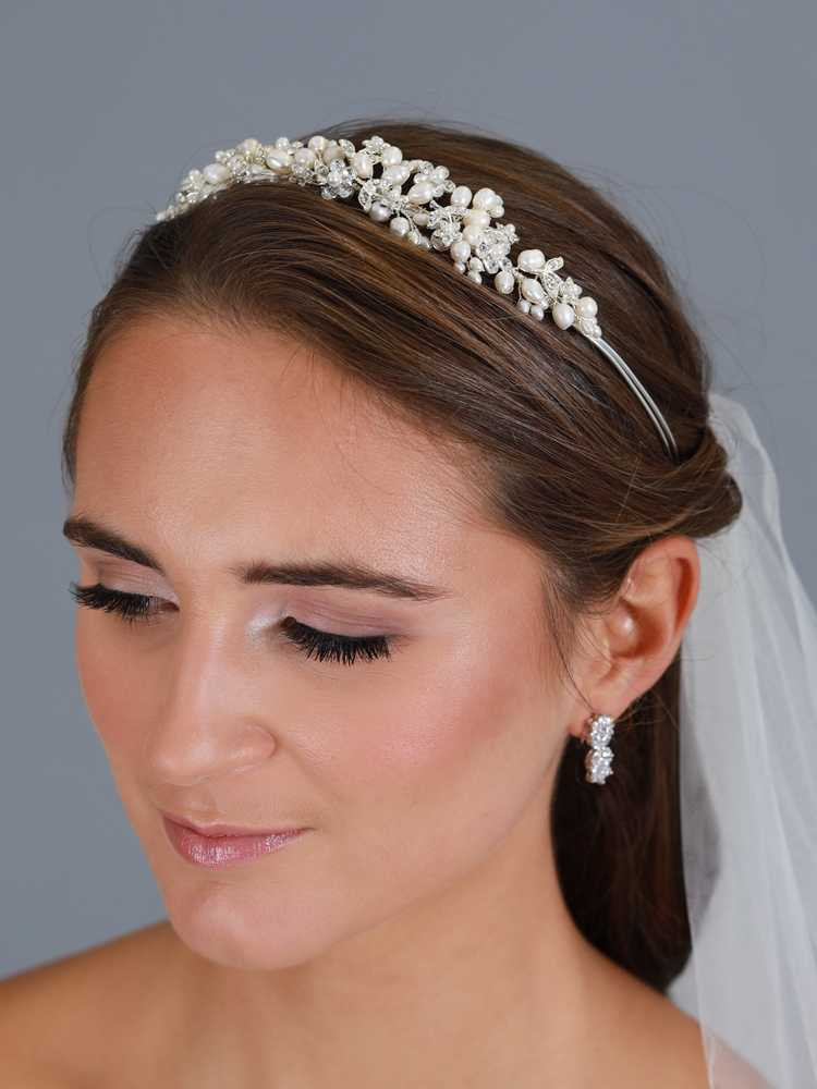Freshwater Pearl and Crystal Wedding Tiara 3318T