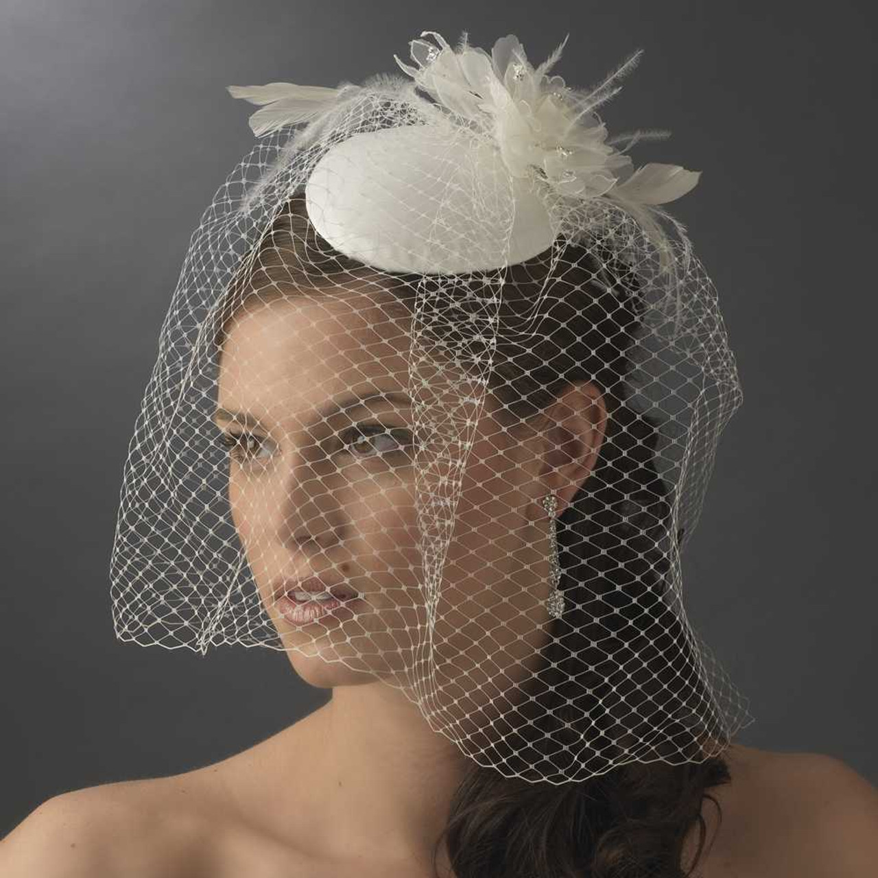 Vintage Style Bridal Hat With Birdcage Veil