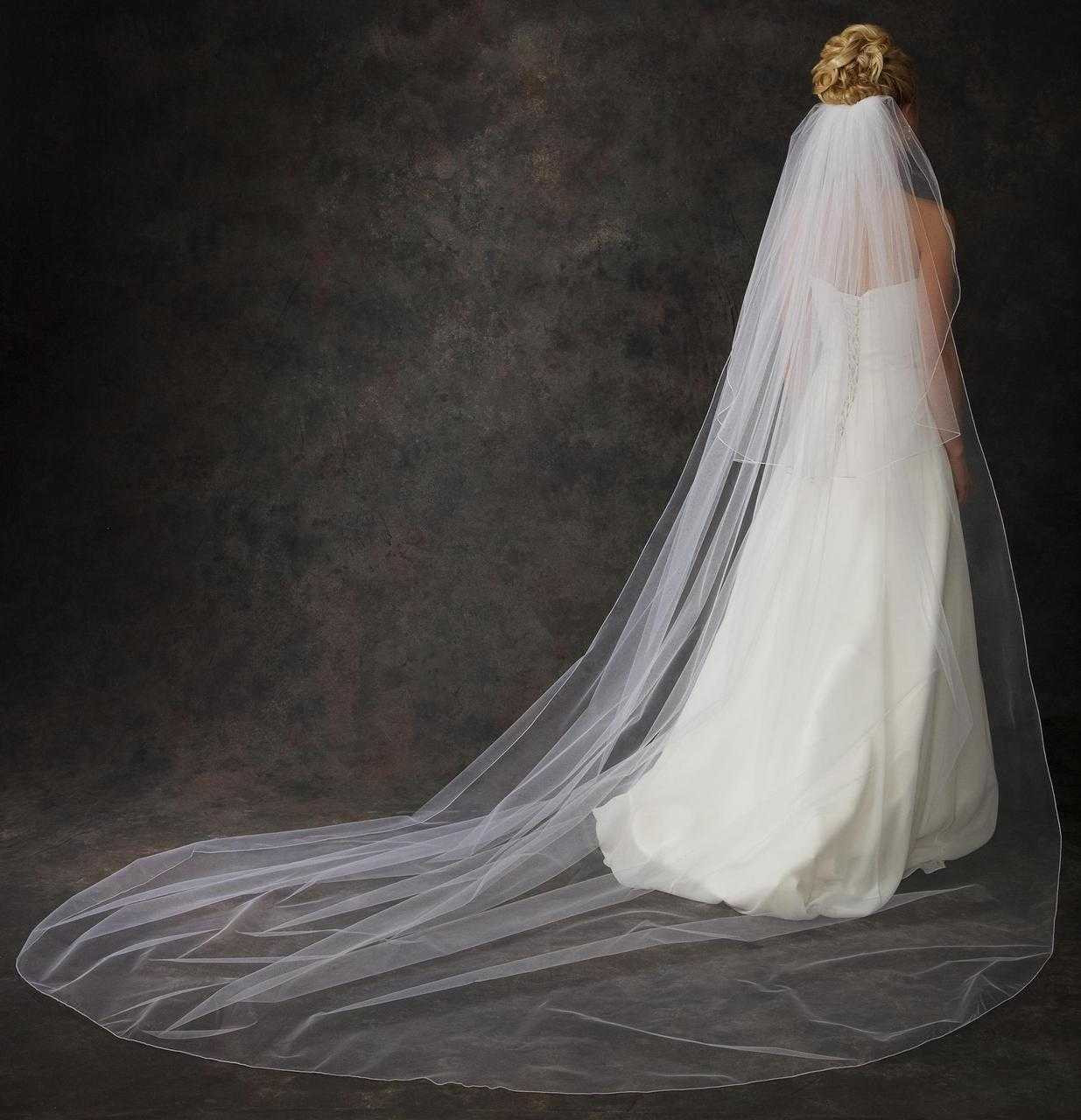 Custom Made Two Layer Waltz Length Drop Wedding Veil V6862