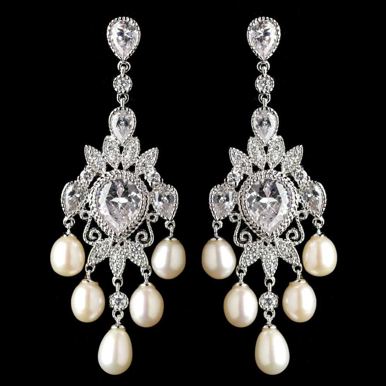 18K White Gold Old Mine Diamond Chandelier And Pearl Earrings – Robinson's  Jewelers