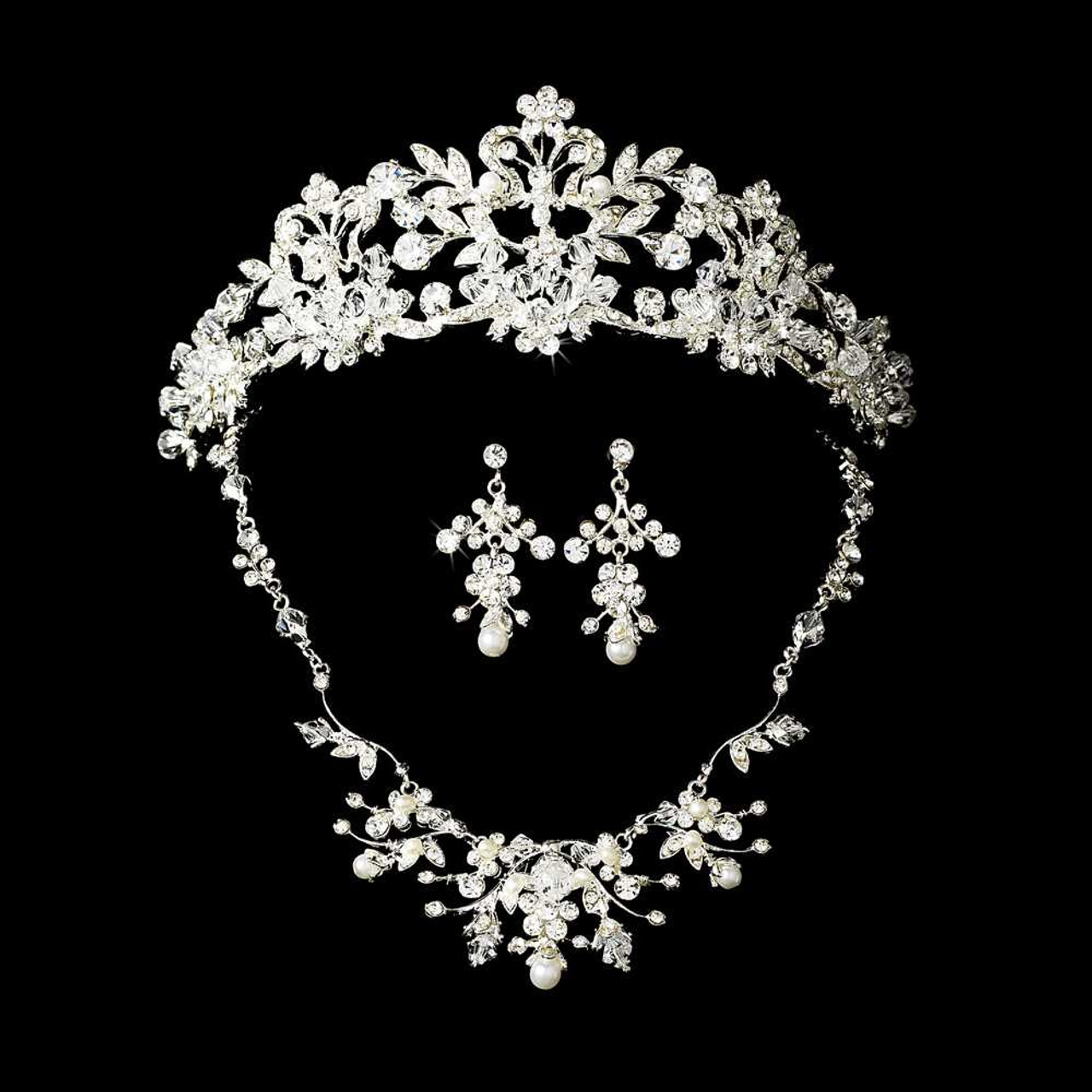 Pearl Wedding, Quince Tiara with Matching Jewelry