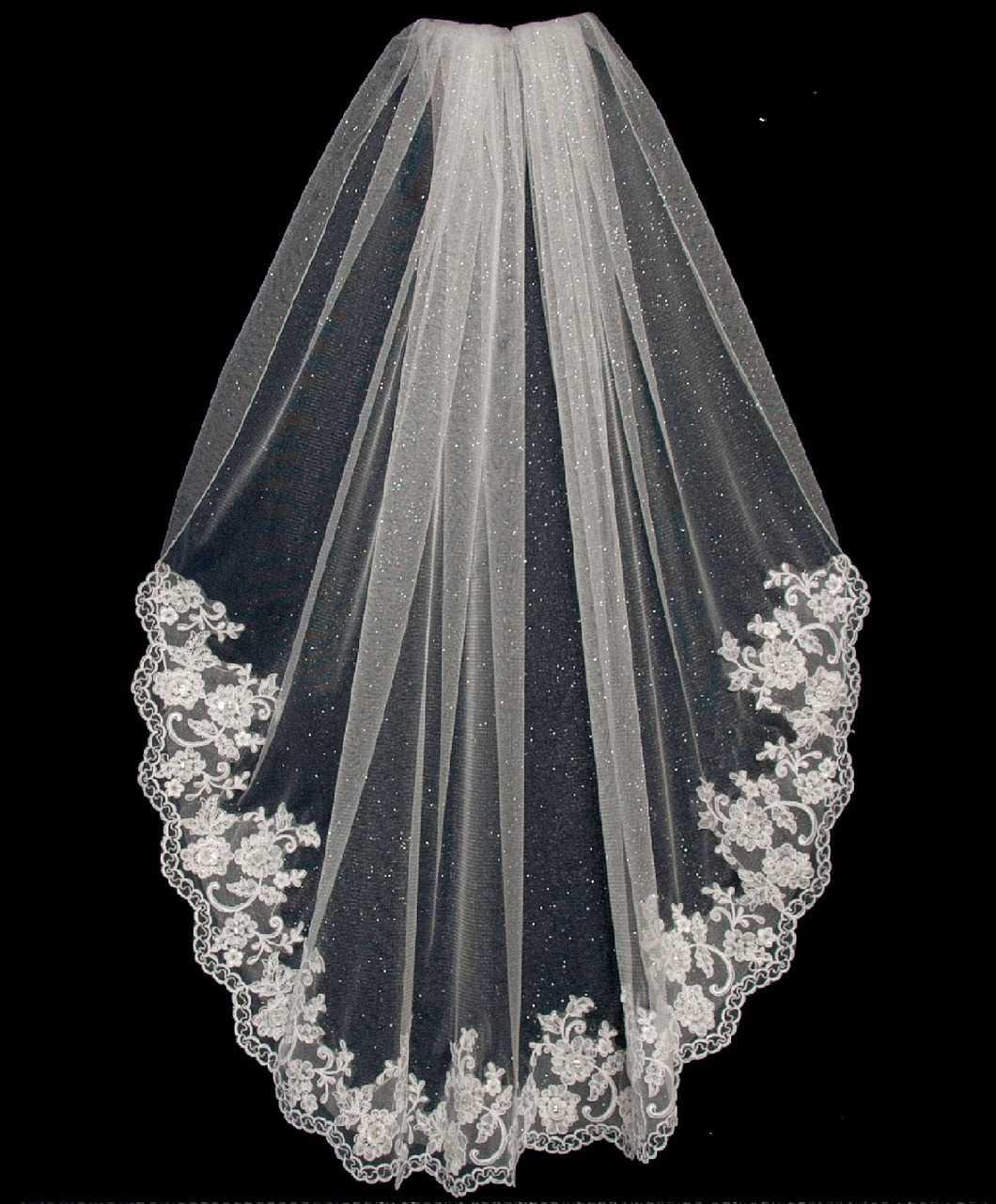 【新品】 Angel White Veil 2個 Angel Dust Fingertip Wedding Veil with Beaded Lace V6337