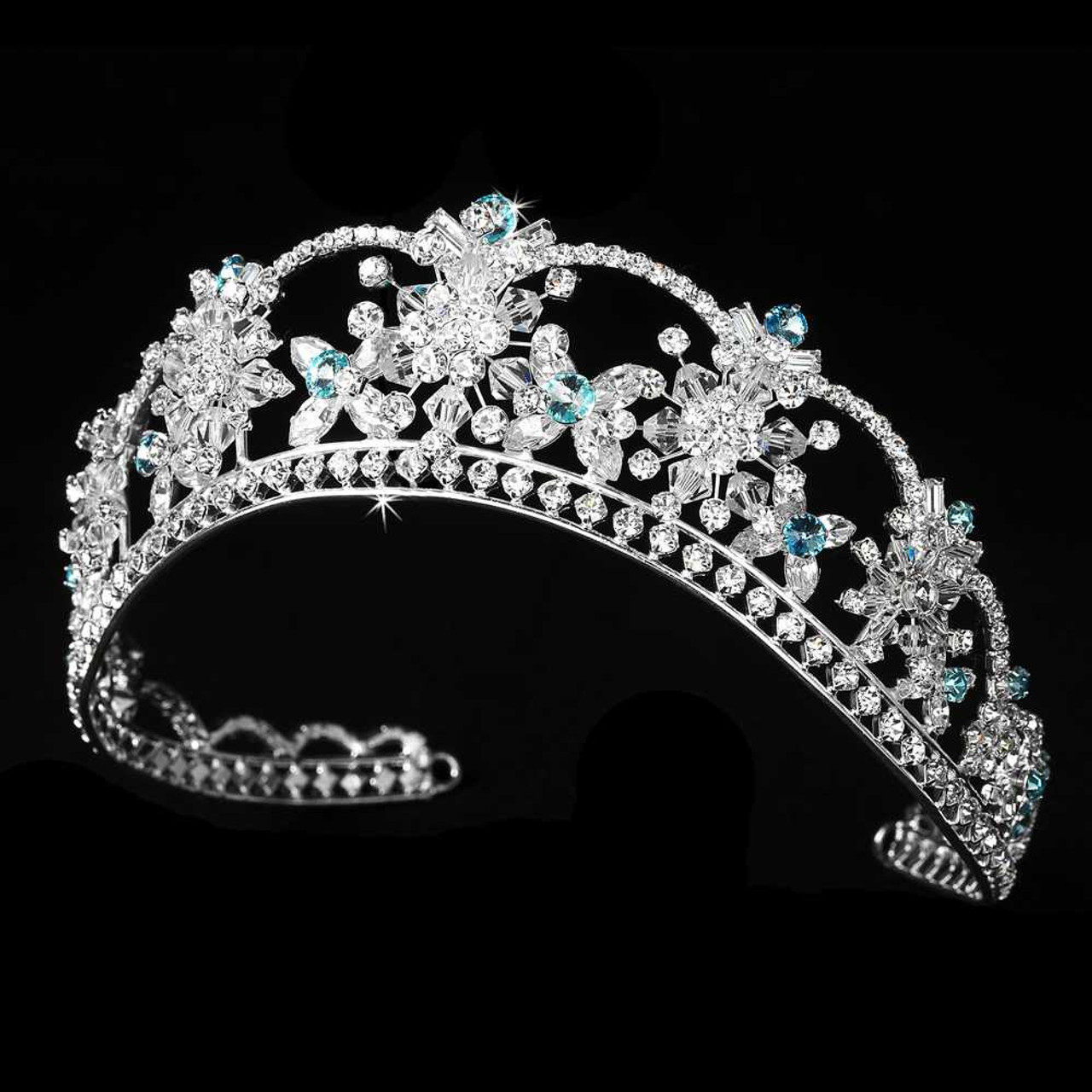 Aqua Blue Crystal Quinceanera and Bridal Tiara