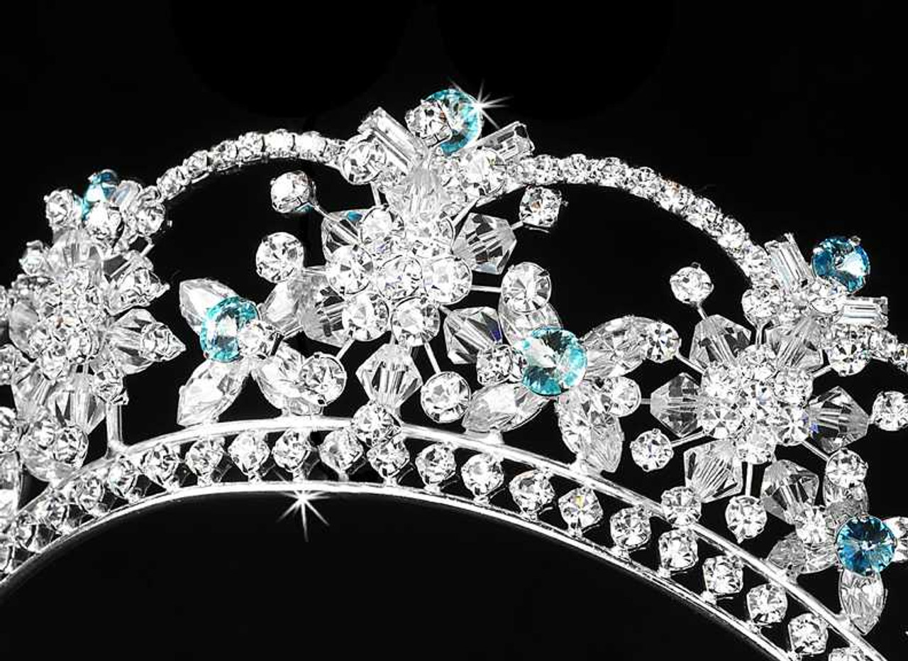 Aqua Blue Crystal Quinceanera and Bridal Tiara