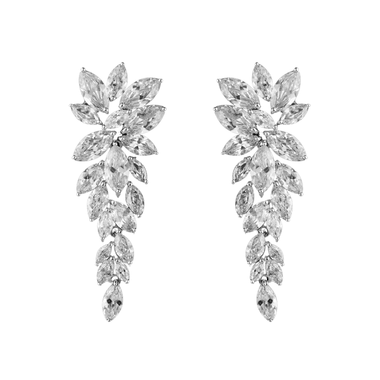 Marquise CZ Cluster Wedding Drop Earrings