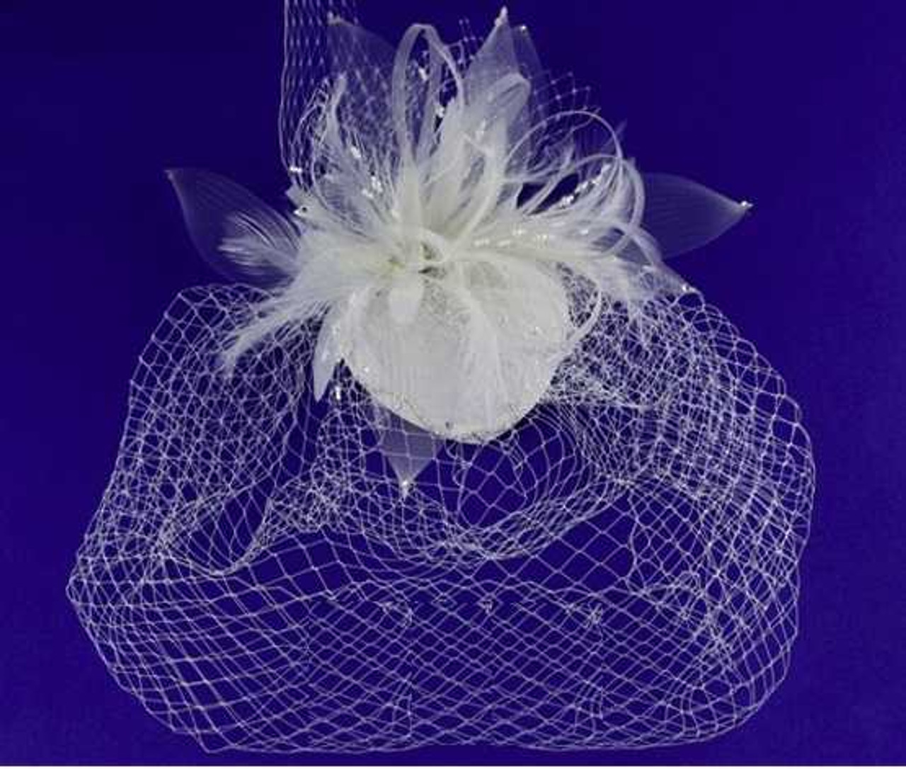 HYCYYFC Wedding Veil White Birdcage Veil for Bridal White Handmade Flowers  Wide Hair Band Headband Veil Vintage Wedding Accessories Fascinators (Color