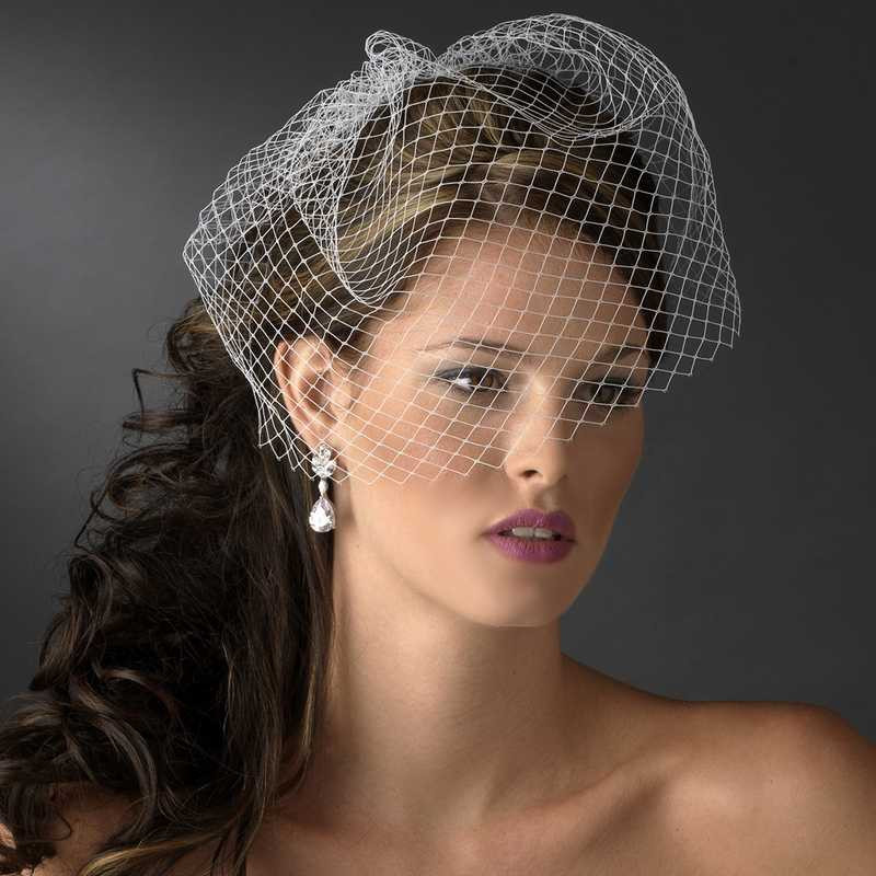 Elegance by Carbonneau 11\" Long Vintage Style Birdcage Bridal Veil