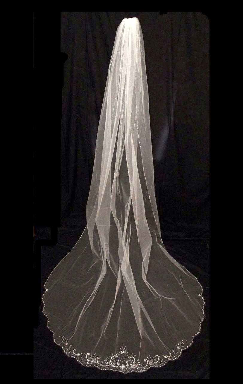 White 2 Tier Cathedral Wedding Veil Fingertip Short Elbow Length Bridal  Veils
