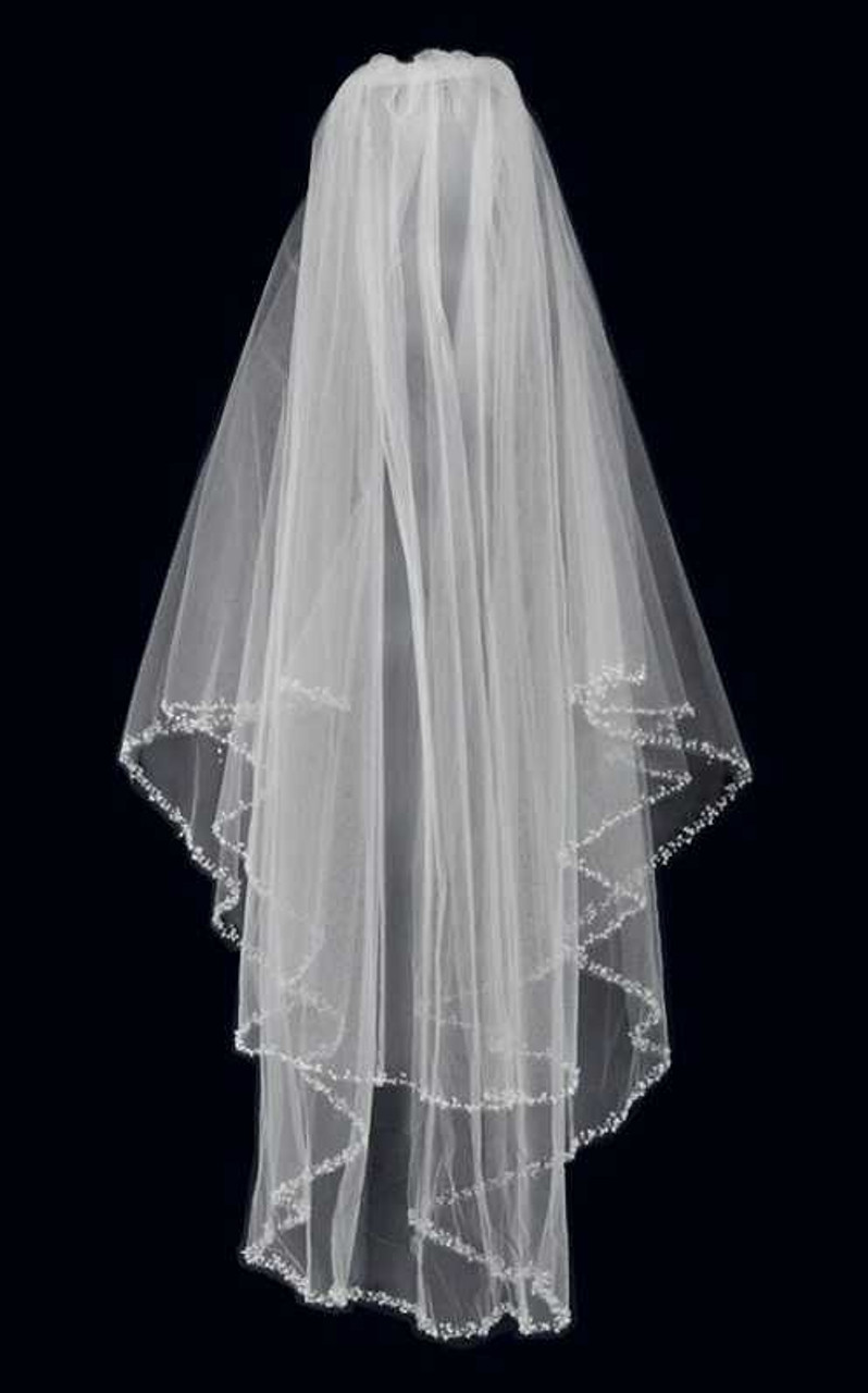 short Length Two Layer White Wedding Veil Ivory Champagne Bridal Veil Cut  Edge