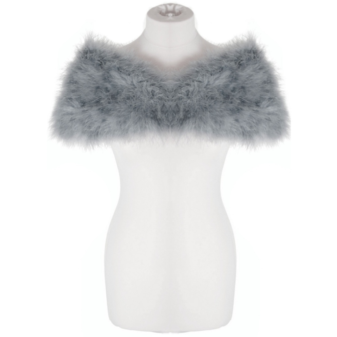 Vintage Inspired Grey Marabou Feather Bridal Stole Wrap