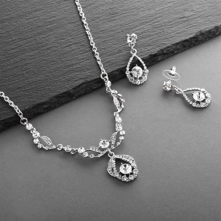 Silver Rhodium Plated Crystal Bridal Jewelry Set