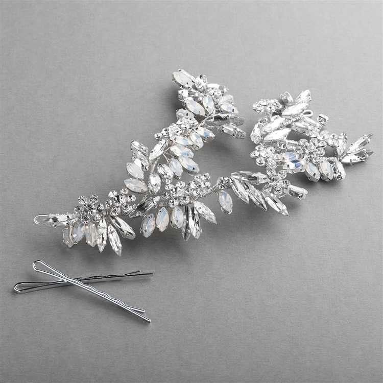 White Opal and Clear Crystal Couture Wedding Headpiece display picture 2