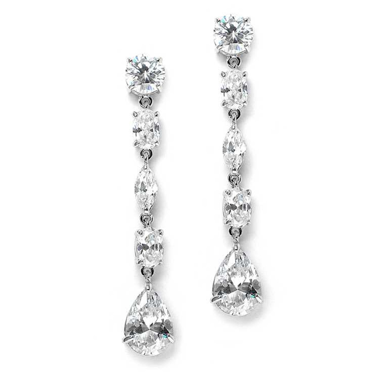 CZ 400E Wedding and Prom Earrings Pierced or Clip