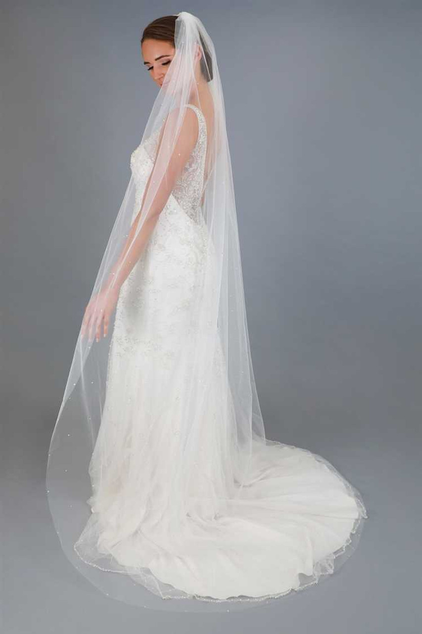 Wedding Cathedral Veil, Pearl Wedding Veil, Pearl Embellished