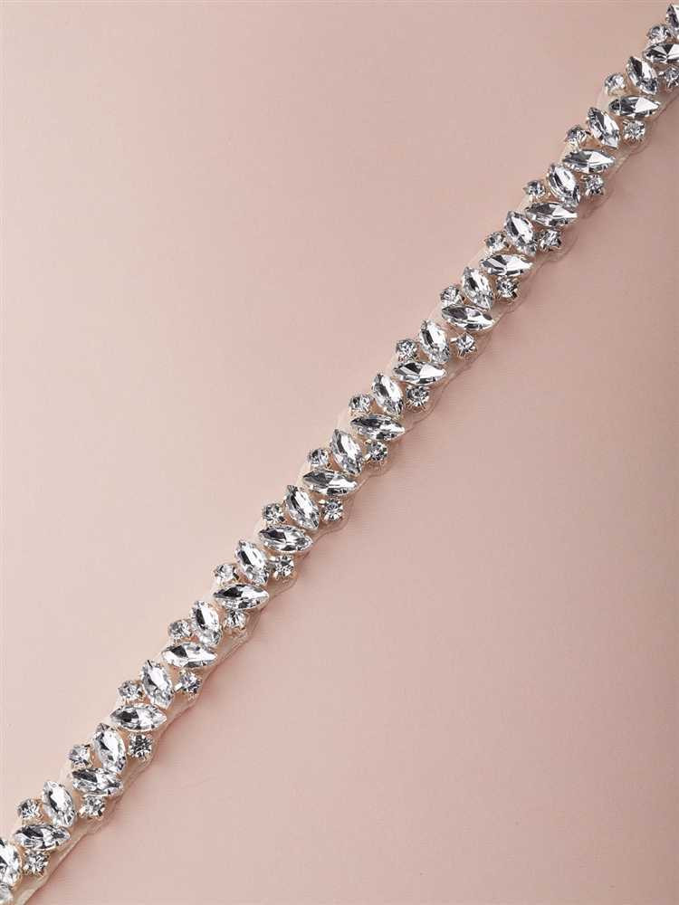 Slender Rhinestone Wedding Dress Bridal Sash Belt in Silver