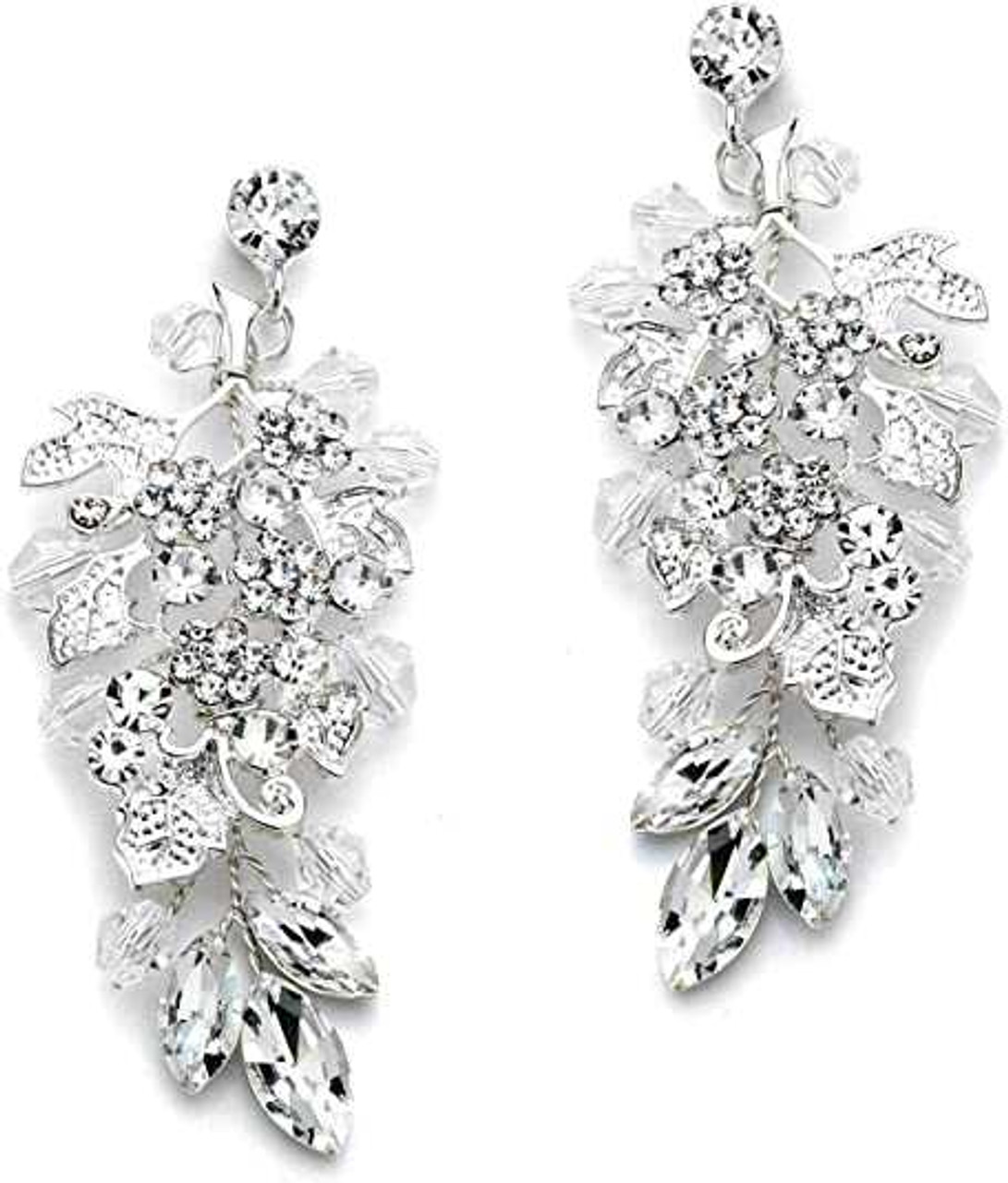 Buy Elegant Rhinestone Crystal Wedding Earrings for Women Bridal Long Leaf  Drop Dangle Chandelier Earrings Party Pageant Accessory Jewelry, 1, Metal,  No Gemstone at Amazon.in