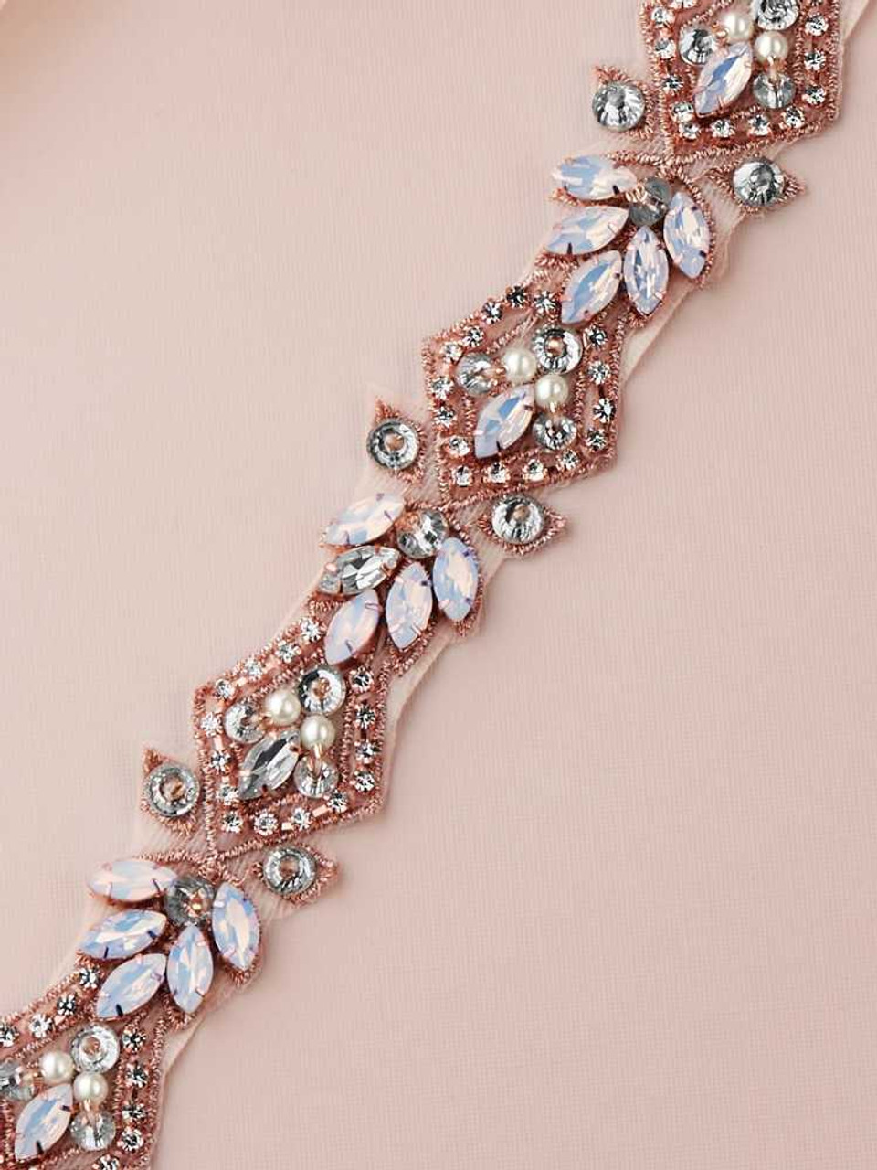 Wedding Accessories - Bohemian Opal Bridal Belt/Sash - Available in Gold and Silver Gold / Applique Only