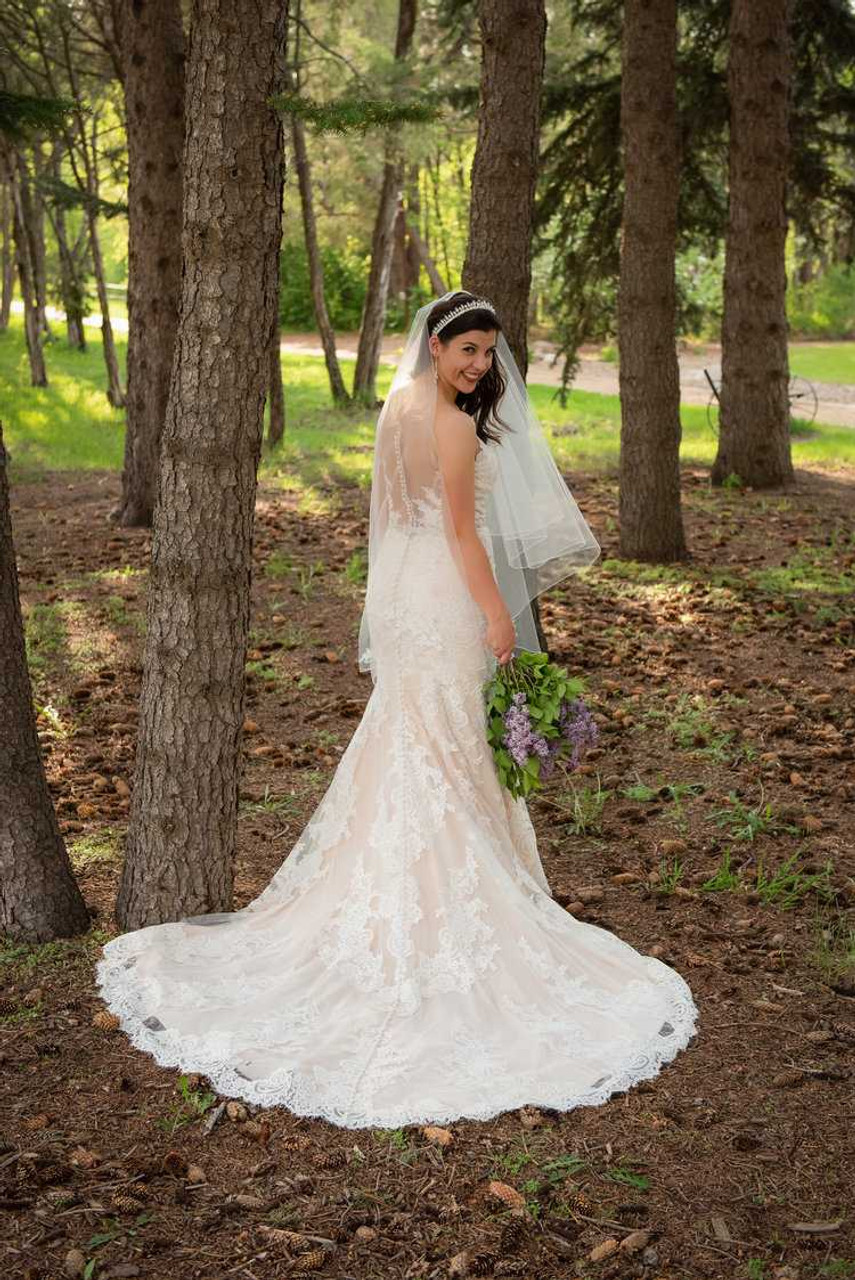 Custom Made Two Layer Waltz Length Drop Wedding Veil V6862