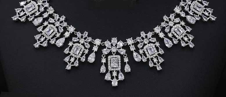 silverアクセサリーSET Ornate Platinum Silver Plated AAAAA CZ Wedding Jewelry Set