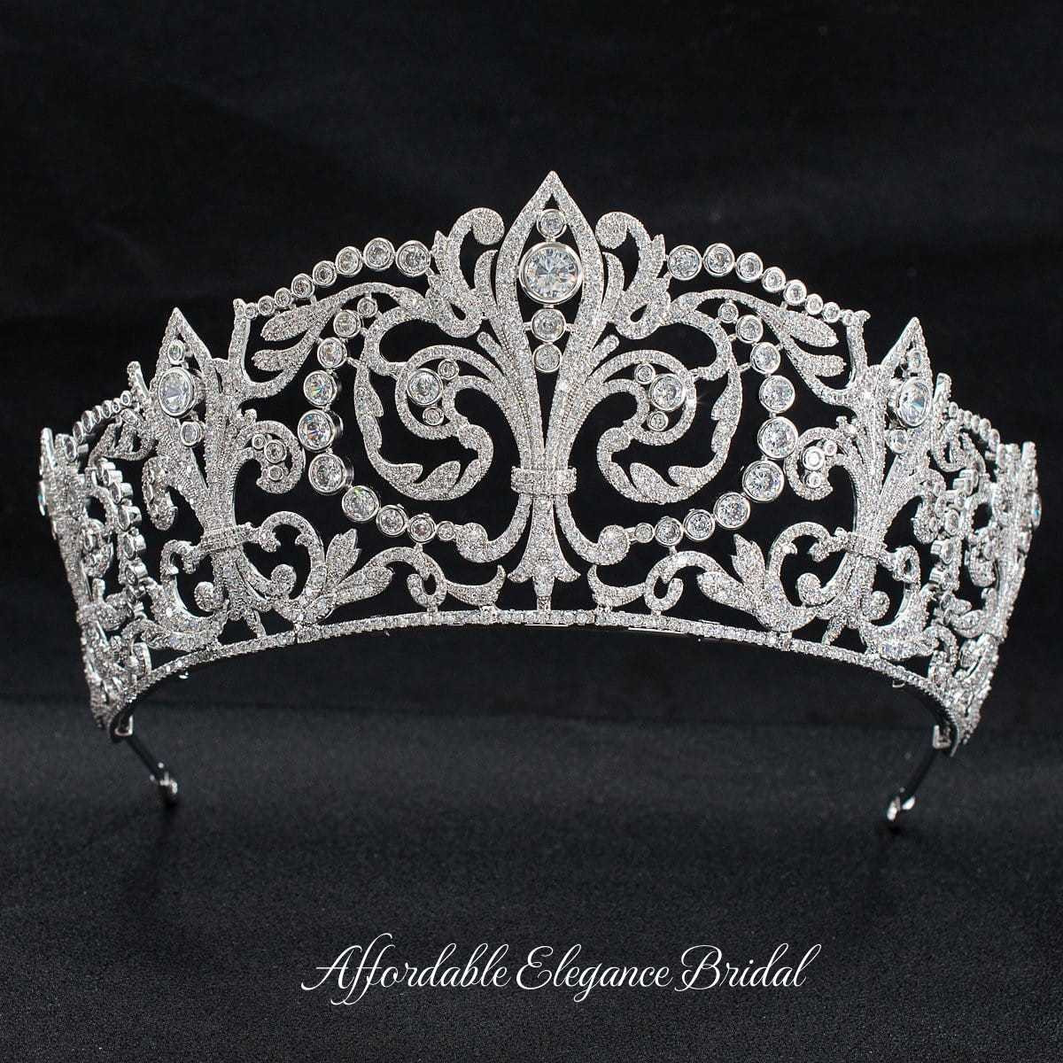 Tiara様 Grand Fleur-de-Lis CZ Royal Replica Wedding Tiara