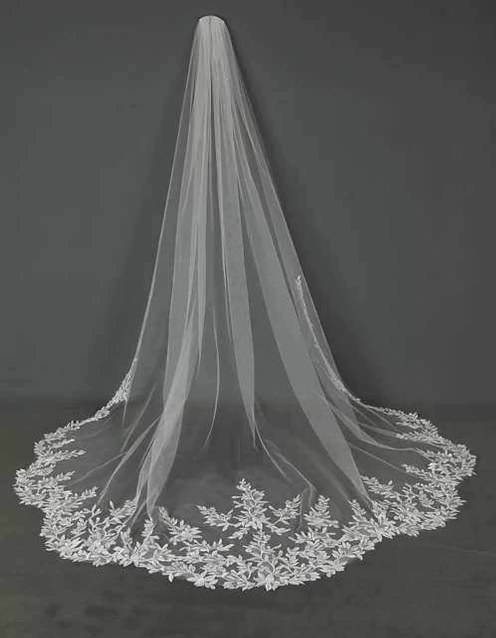 Jacqueline Sheer French lace scallop Cathedral veil –