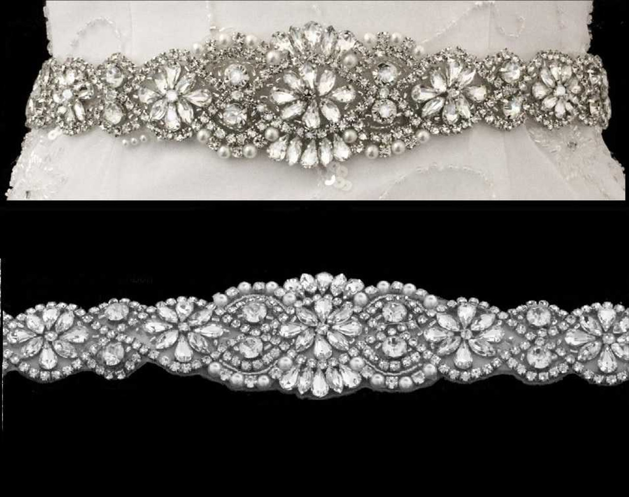 Brida crystal pearl lace headband circlet rhinestone wedding hair