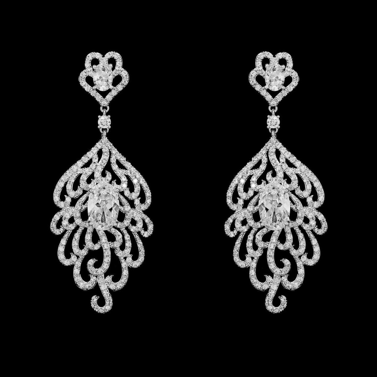 Silver Plated CZ Wedding and Formal Earrings E5017